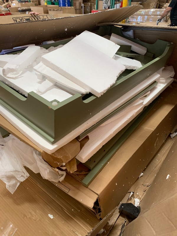Photo 1 of **Parts Only** Harper & Bright Designs 36" Bathroom Vanity with Sink, One Cabinet with Three Drawers and One Flip Drawer, Solid Wood and MDF Board, Green
