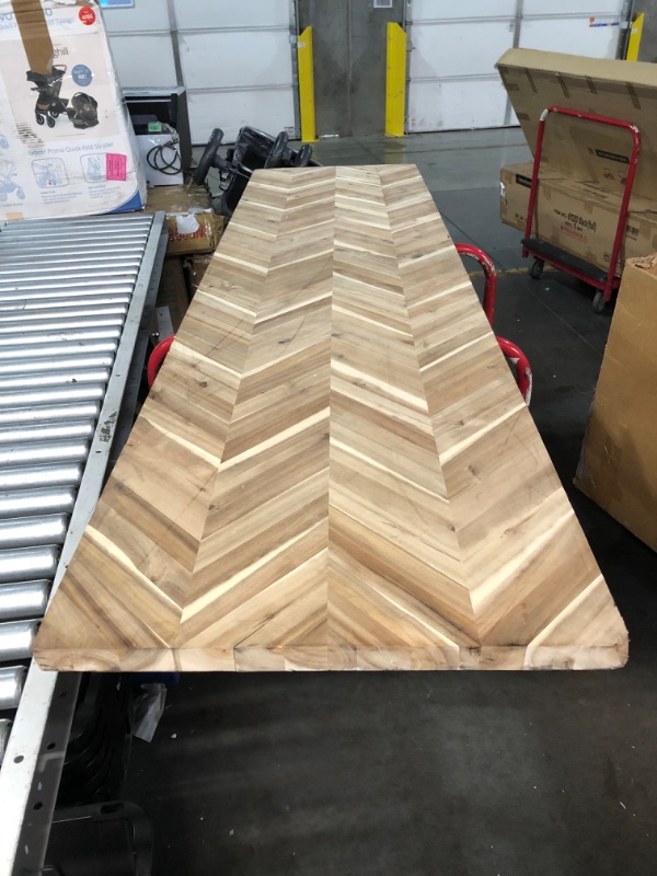 Photo 4 of allen + roth 8-ft x 25-in x 1.5-in Natural Chevron Acacia Butcher Block Countertop
