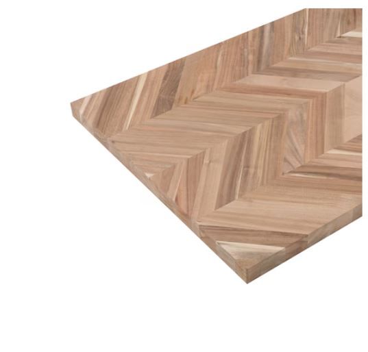 Photo 1 of ***MAJOR DAMAGE - MULTIPLE CRACKS IN WOOD - SEE PICTURES - NO PACKAGING***
allen + roth 8-ft x 25-in x 1.5-in Natural Chevron Acacia Butcher Block Countertop