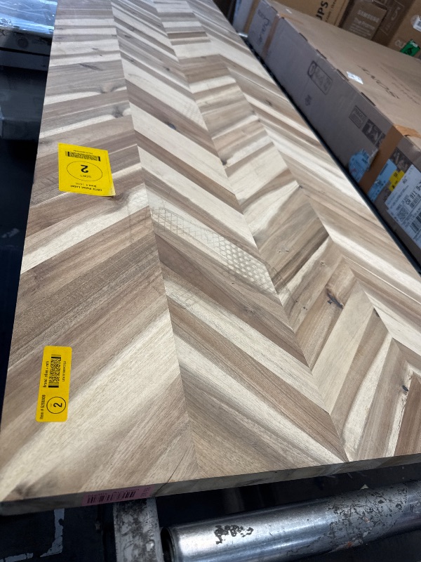 Photo 2 of allen + roth 8-ft x 25-in x 1.5-in Natural Chevron Acacia Butcher Block Countertop
