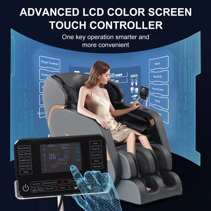 Photo 1 of ***TRUCK/TRAILER PICKUP ONLY - NO PACKAGING - DAMAGED - SEE PICTURES***
MERITLIFE 4D SL Track Zero Gravity Massage Chair Recliner with Calf and Foot Rollers, AI Voice Control, LCD Screen, Quick Access Buttons (Black)