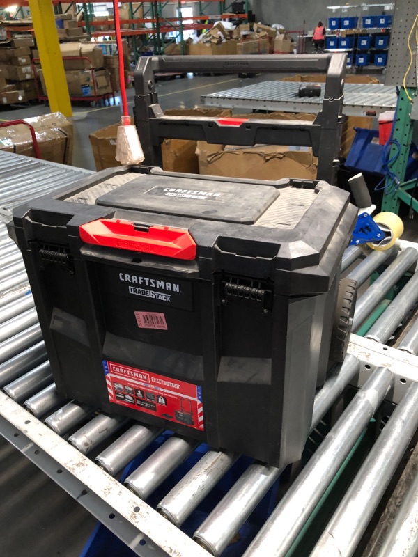 Photo 2 of ***USED - MISSING LATCHES - TAB BROKEN - SEE PICTURES - NO PACKAGING - HEAVILY USED AND DIRTY***
CRAFTSMAN TRADESTACK Tool Box with Wheels, Waterproof, Stackable System, Portable Rolling Storage for Indoor/Outdoor Use, 22.5 Inch (CMST21445)