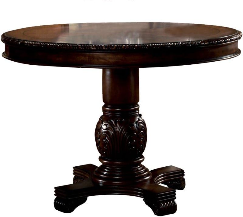 Photo 1 of **BOX 2 OF 2 ONLY**Chateau De Ville Counter Height Table - Round Pedestal Design, Vine Motifs, Padded Seating
