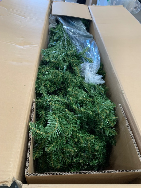 Photo 2 of **BOX 1 OF 2 ONLY **National Tree Company Pre-Lit Artificial Full Christmas Tree, Green, Dunhill Fir, White Lights, Includes Stand, 12 Feet