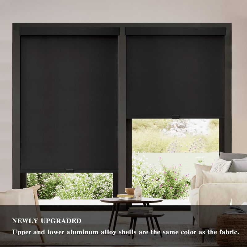 Photo 1 of ***USED - LIKELY MISSING PARTS - UNABLE TO VERIFY FUNCTIONALITY***
AOSKY 100% Blackout Roller Shades Cordless Blinds for Windows, Free-Stop Shades with Valance, Thermal Insulated Fabric, UV Protection, Natural Woven Blinds for Home and Office (29" W x 72"