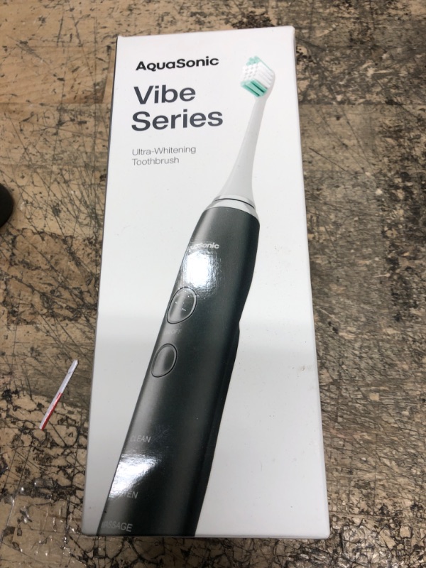 Photo 2 of (Charcoal Metallic) - Aquasonic Vibe Series Ultra Whitening Electric Toothbrush - 8 Dupont Brush Heads & Travel Case Included