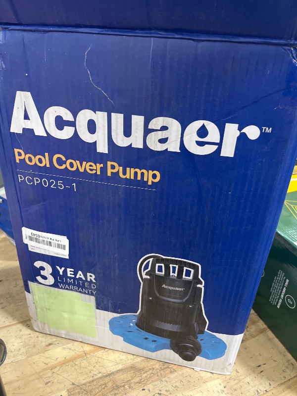 Photo 2 of Acquaer 1/4 HP Automatic Swimming Pool Cover Pump, 115 V Submersible with 3/4” Check Valve Adapter & 25ft Power Cord, 2250 GPH Water Removal for Pool, Hot Tubs, Rooftops, Water Beds and more