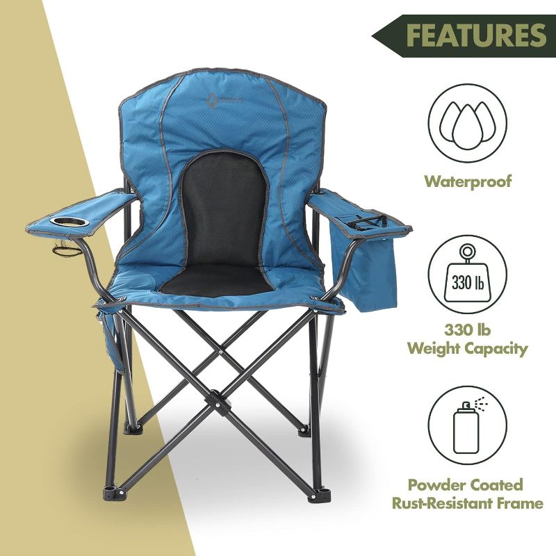 Photo 1 of 
ARROWHEAD OUTDOOR Portable Folding Camping Quad Chair w/ 4-Can Cooler, Cup-Holder, Heavy-Duty Carrying Bag w/Easy Carry Shoulder Strap, Padded Armrests,...