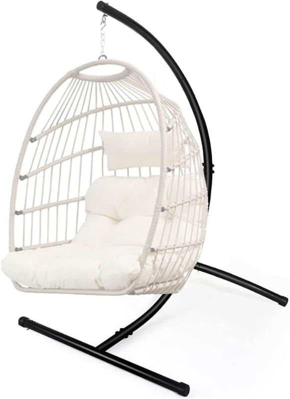 Photo 1 of *CHAIR STAND ONLY*GOUTIME Hammock Chair Stand Only, Hanging Swing Egg Chair Stands Frame Holder, Heavy Duty Steel C Stand for Indoor Outdoor, Max Load 350 LBS
