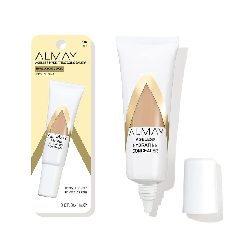 Photo 1 of Almay Anti-Aging Concealer, Face Makeup with Hyaluronic Acid, Niacinamide, Vitamin C & E, Hypoallergenic-Fragrance Free, 010 Light, 0.37 Fl Oz (Pack of 1)