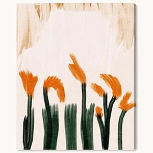 Photo 1 of 
Wynwood Studio Abstract Contemporary Wrapped Canvas Art - The Farmer s Flowers, Wall Art for Living Room, Bedroom, and Bathroom, 30" x 36", Orange and Blue Home Decor