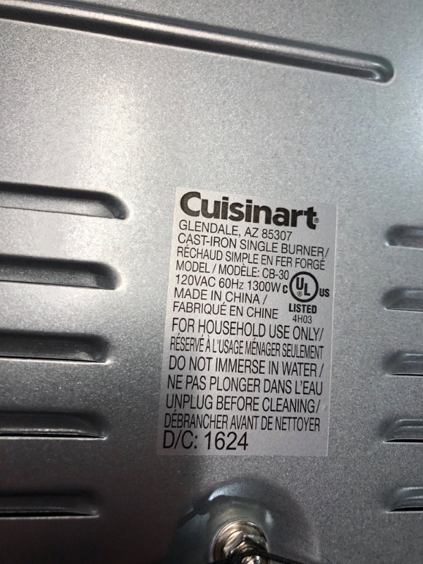 Photo 5 of ***USED - POWERS ON - UNABLE TO TEST FURTHER***
Cuisinart CB-30 Countertop Single Burner