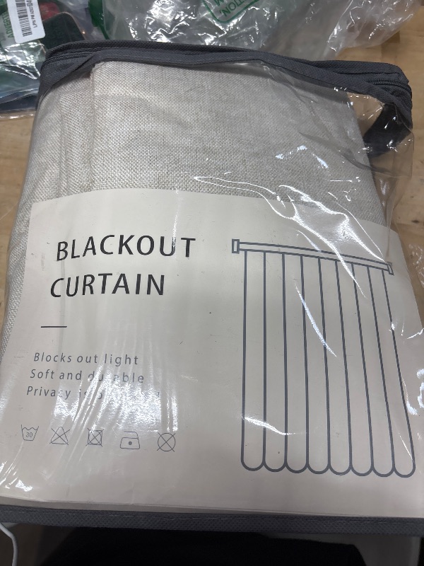 Photo 2 of 100% Blackout Shield Linen Blackout Curtains for Bedroom 84 Inches Long