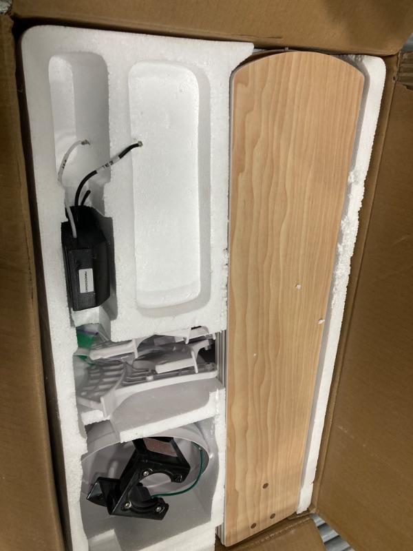 Photo 1 of 52 Inch Modern Ceiling Fan with Light and Remote Control, White, Dimmable, Adjustable Color Temperature, Timer, Reversible DC Motors, Easy Installation White 52 inches