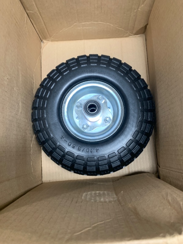 Photo 2 of *****STOCK IMAGE FOR SAMPLE*****
Taifa 1 PC 16 Inch Rubber Solid Flat Free Replacement Tires and Wheels 4.80/4.00-8 with 5/8'' Axle Bore Hole, Air Less Wheel for Wheelbarrow/Wagon/Hand Truck/Trolley/Garden Cart etc.