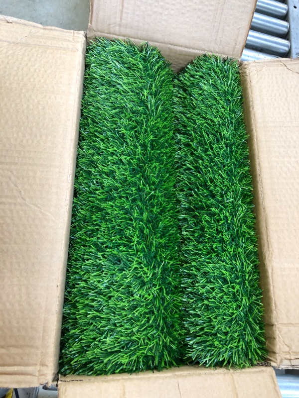 Photo 2 of Bsmathom Artificial Grass Rug Indoor Outdoor Rug, Artificial Grass Rug for Patio, Fake Grass Turf Rug Artificial Grass Outdoor Rug with Drainage Holes 4'x6'