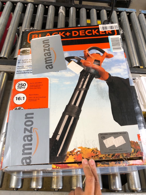 Photo 2 of BLACK+DECKER Leaf Blower & Leaf Vacuum, 3-in-1, 12-Amp, 250-MPH, 400-CFM (BV6000)