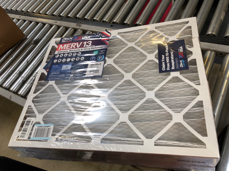 Photo 2 of BNX TruFilter 20x25x4 (19.5’’ x 24.5’’ x 3.63‘’ Slim Fit) MERV 13 Air Filter (2-Pack) - MADE IN USA - Air Conditioner HVAC AC Furnace Filters Health, Allergies, Mold, Bacteria, Smoke, MPR 1900 FPR 10 20x25x4 2-Pack (Slim Fit)