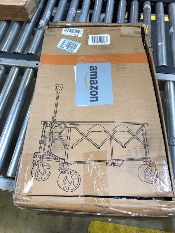 Photo 1 of Sekey 220L Collapsible Foldable Wagon with 330lbs Weight Capacity, Heavy Duty Folding Utility Garden Cart with Big All-Terrain Beach Wheels & Drink Holders. Black