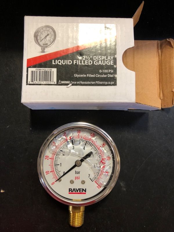 Photo 2 of 2.5 in. Water Pressure Gauge 0-100 PSI, Stainless Steel Pool Filter Pressure Gauge +/-3-2-3% Accuracy, Oil and Air Pressure Gauge, 1/4 in. NPT Lower Mount Brass Connection