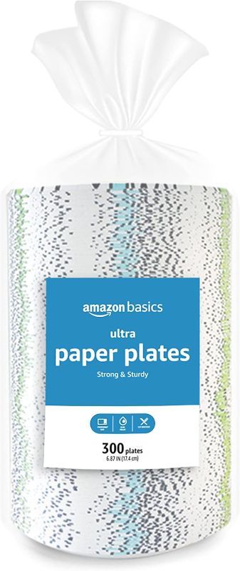 Photo 1 of Amazon Basics Ultra Paper Plates, 6.87 Inch, 300 Disposable