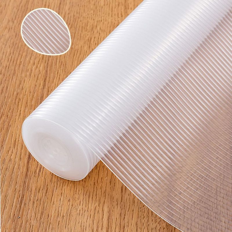 Photo 1 of 17.7"x394"/33 Feet Clear Shelf Liner,Non-Adhesive Drawer Liners EVA Anti-Slip Kitchen Pantry Cupboard Cabinet Covering Undersink Mat Washable Fridge Lining Paper for Home Office (Upgrade Thicken)
