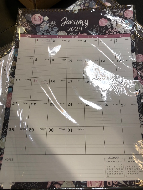 Photo 1 of 2025 Calendar - 2025 Wall Calendar, 12 Monthly Wall Calendar 2025 from January 2025 - December 2025, 12" x 17", Twin-Wire Binding + Hanging Hook + Ruled Blocks + Thick Paper with Julian Dates - Floral