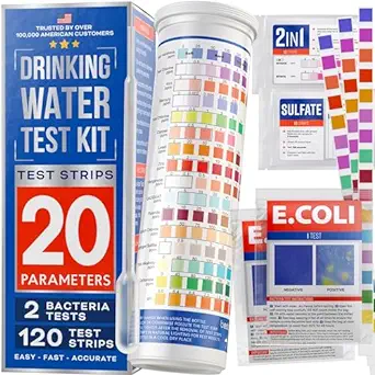 Photo 1 of  All-New 20 in 1 Drinking Water Testing Kit 120 Strips, Home Tap and Well Water Test Kit for Hardness, Lead, Iron, Copper, Chlorine, Fluoride