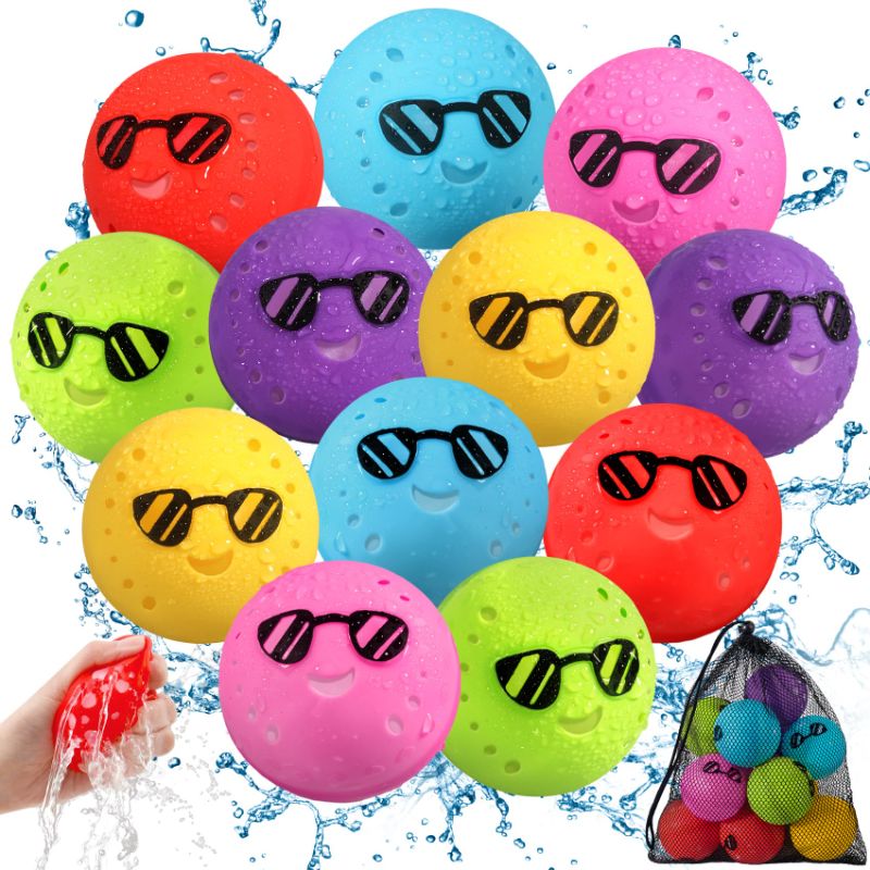 Photo 1 of 12 PCS Reusable Water Balloons for Kids Adults Outdoor Activities, Soft Silicone Water Splash Ball with Mesh Bag, Magnetic Water Ball for Kids Pool Beach Bath Toys Summer Fun Party Supplies
