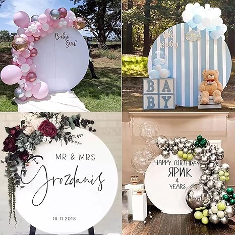 Photo 1 of    Yeele 6.5x6.5ft Custom Backdrop Round Custom Backdrop Personalized Circle Backdrop Cover Backdrop Customized Your Image Kids Birthday Baby SHower Gender Reveal Wedding Anniversary