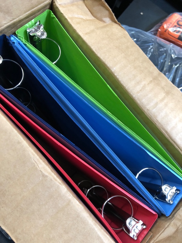 Photo 1 of Assorted Colors of Vinyl 3-Ring Binders, 1-Inch, for 8.5" x 11" Sheets, with Inside Pockets, 6-Pack