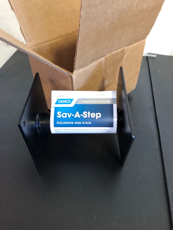 Photo 2 of 1pc Camco Camper / RV Save-A-Step Brace - Stabilizes RV Steps & Protects Camper Step from Sag and Wear - Features 1,000lb Load Rating & Adjusts from 4-5/8” to 8” - Crafted of Heavy-Gauge Steel (43681) 4-5/8" - 8" Brace