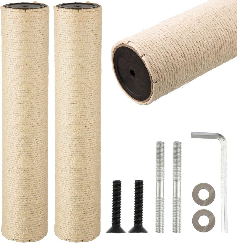 Photo 1 of 2 Root Cat Scratching Post Replacement 17.72x3.54 Cat Tree Scratch Post Replacement Natural Sisal Pole Cat Scratch Post Refill Pole Part with M8 Screws for Kitten Tree Tower Cat Furniture Accessories