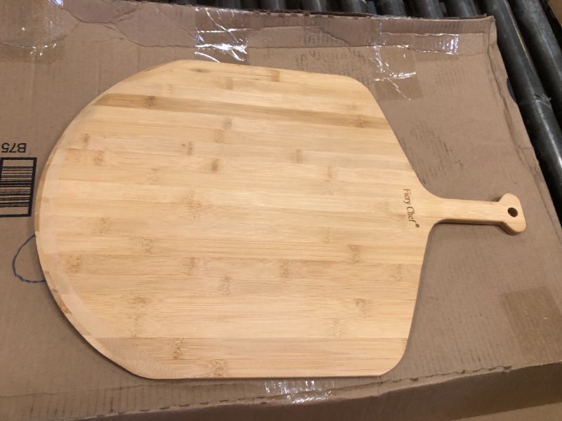 Photo 2 of 16” Bamboo Pizza Peel - Lightweight Smooth Wooden Pizza Paddle and Pizza Cutting Board with 8 Slice Grooves, Outdoor Pizza Oven Accessories, 23.6 Inch x 16 Inch X-Large 16"W(23.6" x 16")