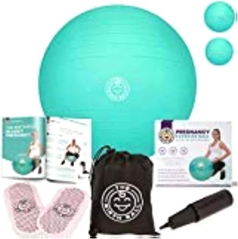 Photo 1 of Birthing Ball for Pregnancy & Labor - 18 Page Pregnancy Ball Exercises Guide by Trimester - Non Slip Socks - How to Dilate, Induce, & Reposition Baby for Mom

