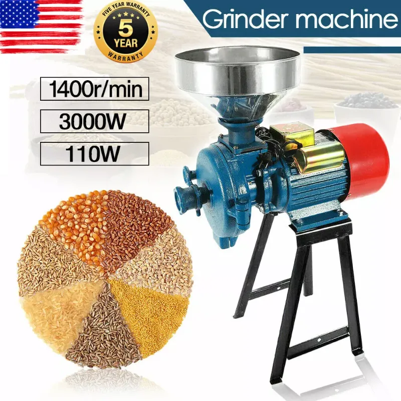 Photo 1 of 110V Electric Grinder Mill Grain Corn Wheat Feed/Flour Wet&Dry Cereal Machine
