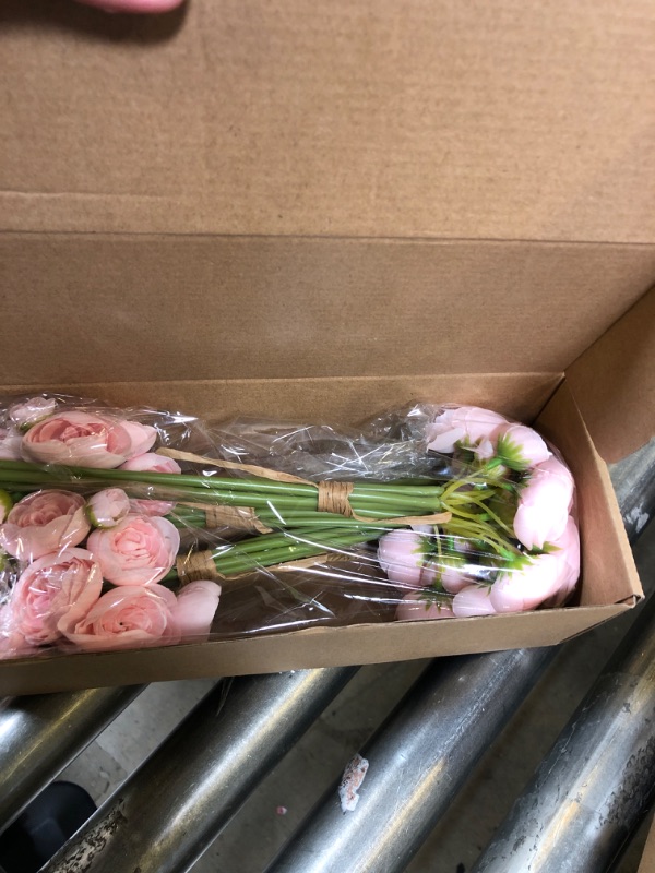 Photo 1 of Alecono Ranunculus Artificial Flowers ?? ???, Pink Faux Ranunculus Flowers for DIY Wedding Bouquets, Mini Artificial Ranunculus Flowers for Home Table Decorations