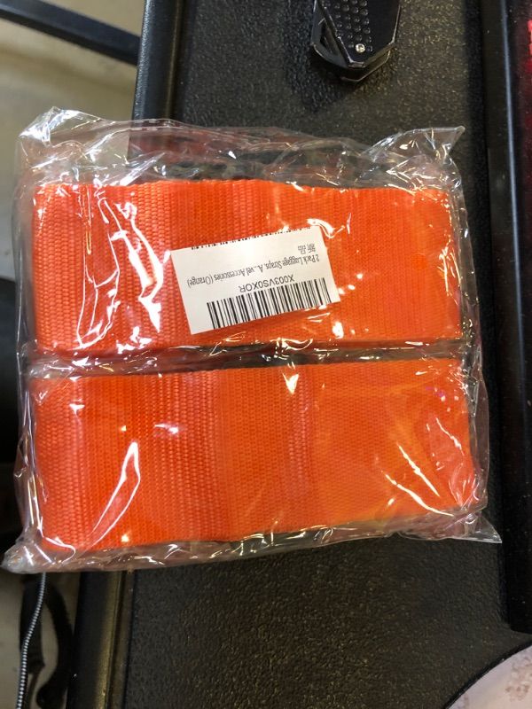 Photo 2 of 2 Pack Luggage Straps, Adjustable Suitcase Belts for Travel Accessories (Orange)