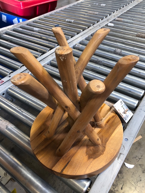 Photo 2 of 11.8" Round Teak Wood Plant Stand | 11.8" Tall