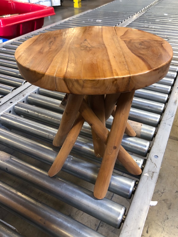 Photo 3 of 11.8" Round Teak Wood Plant Stand | 11.8" Tall