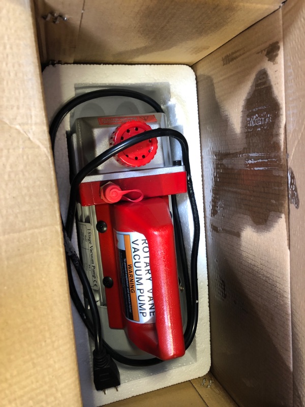 Photo 1 of 110V 3CFM 1/4HP Single Stage Rotary Vane Air Vacuum Pump HVAC A/C Refrigeration Kit AC Manifold Gauge Set R134A R12 R22 R404A R410A with Carrying Bag/Tote