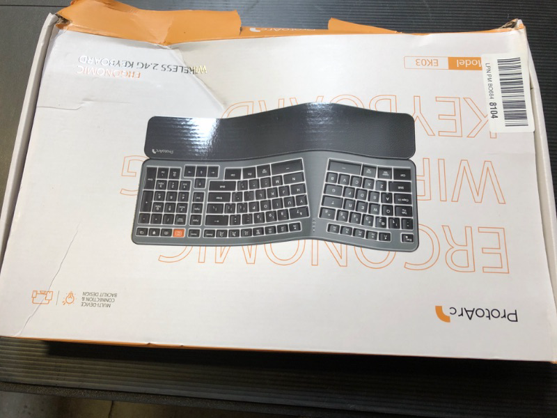 Photo 1 of Backlit Wireless Ergonomic Keyboard, USB Split Keyboard with Cushioned Wrist Support, Comfortable Typing Keyboard, 104 Keys, 10 Shortcuts, Compatible with Windows, Mac and Laptop PC Computer