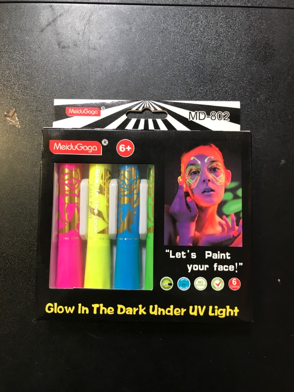 Photo 2 of 6pcs Glow In Dark Face Paint UV Black Light Makeup Face And Body Paint Marker For Halloween Masquerades Halloween Paint
