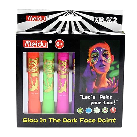 Photo 1 of 6pcs Glow In Dark Face Paint UV Black Light Makeup Face And Body Paint Marker For Halloween Masquerades Halloween Paint
