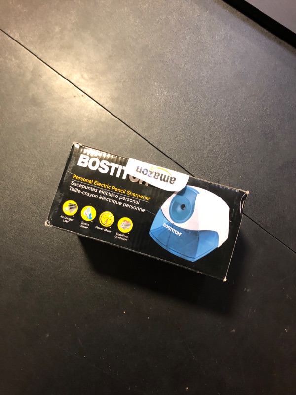 Photo 1 of Bostitch Office Personal Electric Pencil Sharpener, Powerful Stall-Free Motor, High Capacity Shavings Tray, Blue
