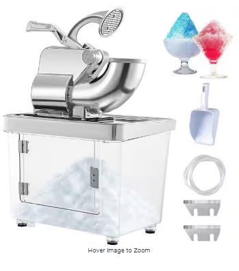 Photo 1 of 1196 oz. White Commercial Ice Crusher ETL Approved Stainless Steel Electric Snow Cone Machine Shaved Ice Machine
