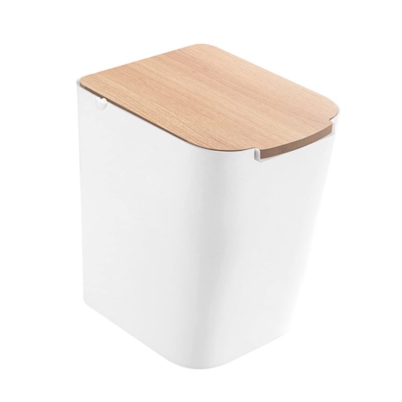 Photo 1 of 1pc Press- Wooden for Storage Basket Can Home Waste Wastebasket Modern Plastic Press Craft Decorative Bathroom White Ash-bin Wood Convenient Push- Trash Kitchen with Lid Paper
.0