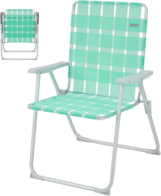 Photo 1 of #WEJOY Folding Webbed Lawn Beach Chair - Oversized 17-in High Beach Chair for Adults Heavy Duty,Aluminum High Seat Camping Chair for Outdoor Garden Park Backyard
