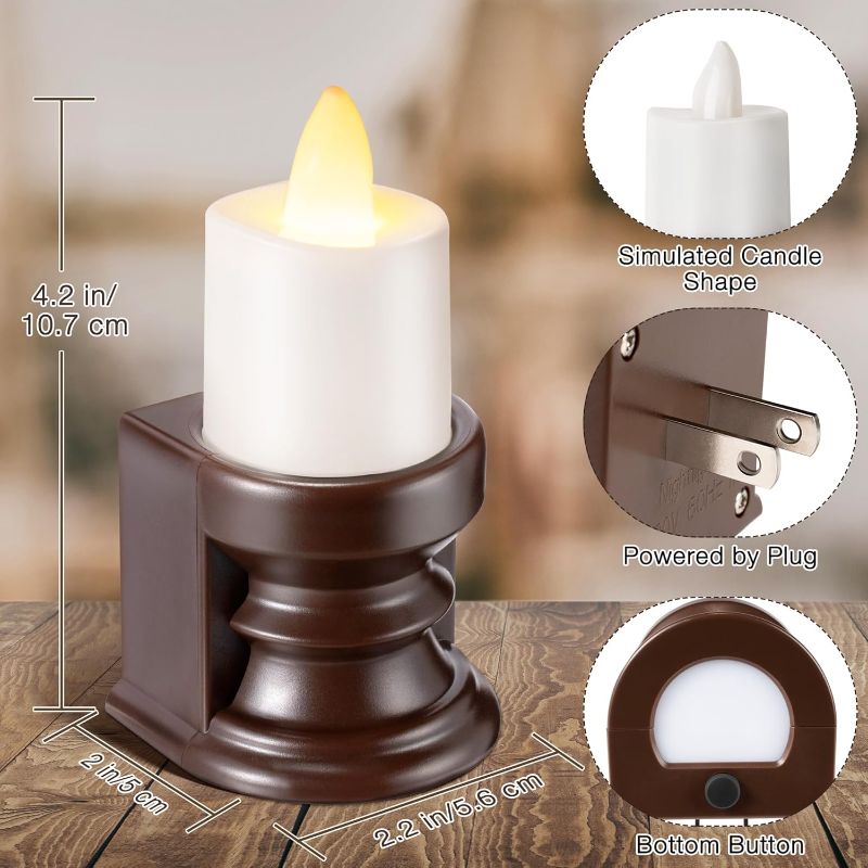 Photo 1 of  Flameless Candle Night Light Plug into Wall, LED Motion Sensor Dusk to Dawn Nightlight Farmhouse Vintage Rustic Flicker Night Light for Adults Decorative Bedroom Bathroom Kitchen Hallway