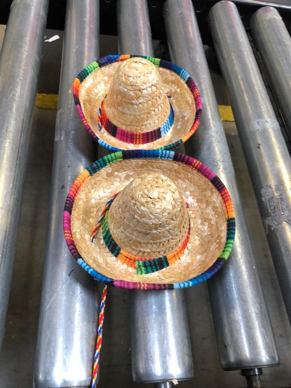 Photo 2 of 2 PACK-- Dog Sombrero Hat Multicolor Sombrero Hats Straw Mexican Hat